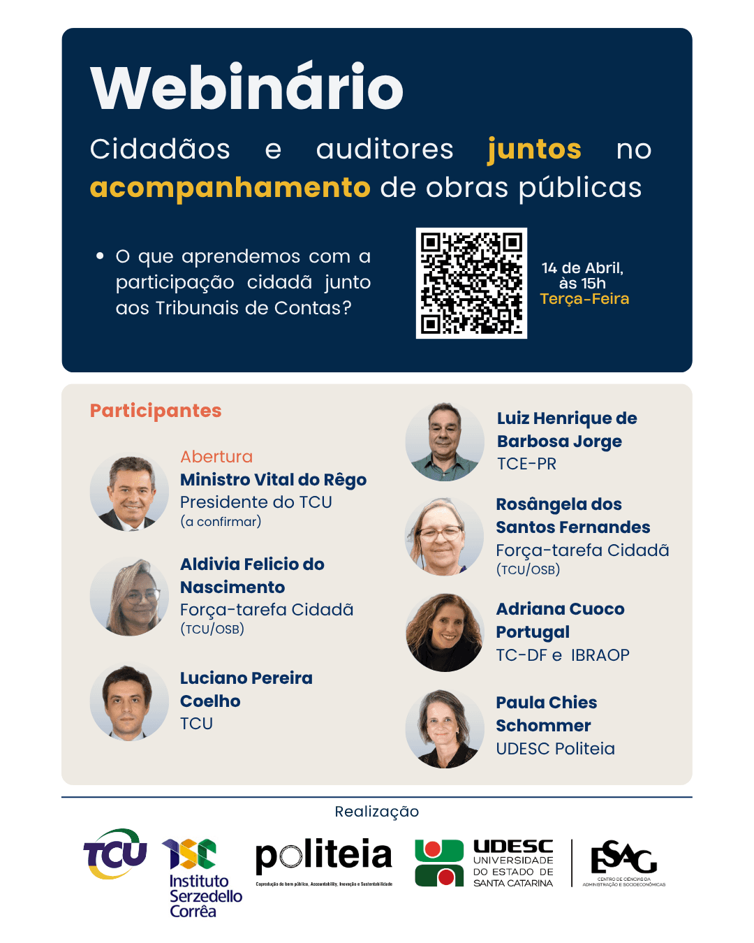 Capa do curso: 2º Webinário Participação Cidadã - Cidadãos e auditores juntos no acompanhamento de obras públicas
