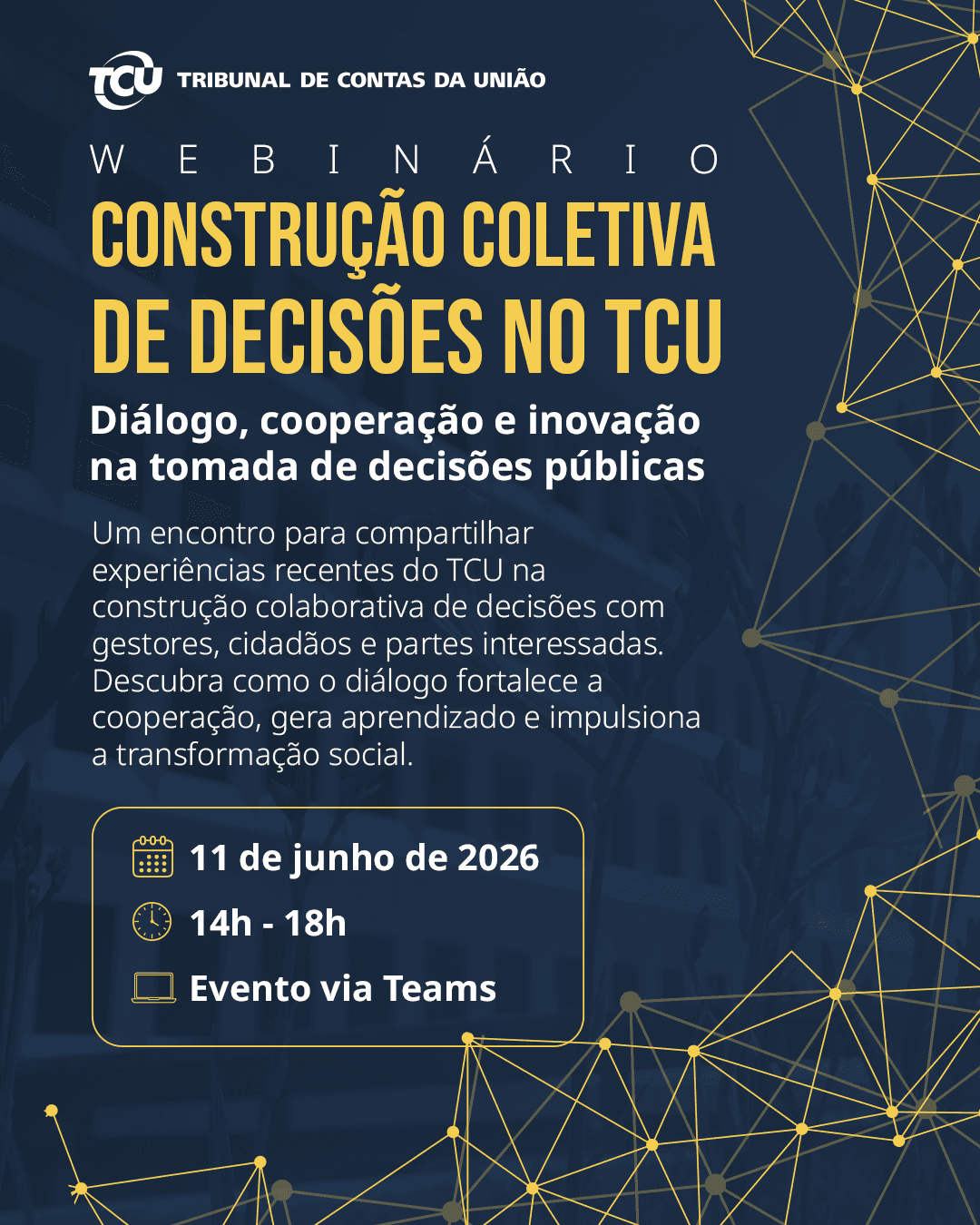 Capa do curso: Webinário Construção Coletiva de Decisões no TCU