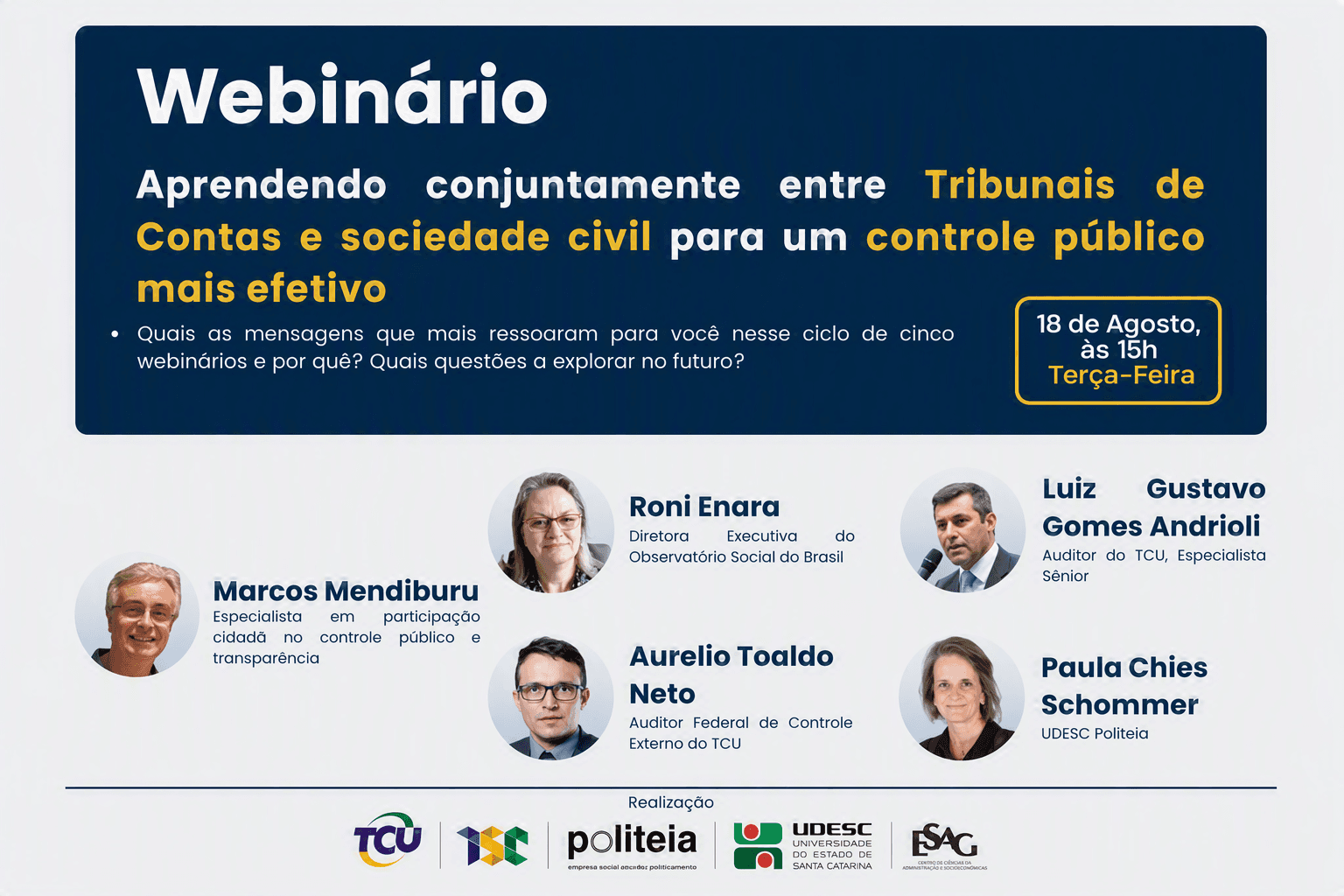 Capa do curso: 6º Webinário Participação Cidadã e Inovação no Controle - Tribunais de Contas e sociedade civil