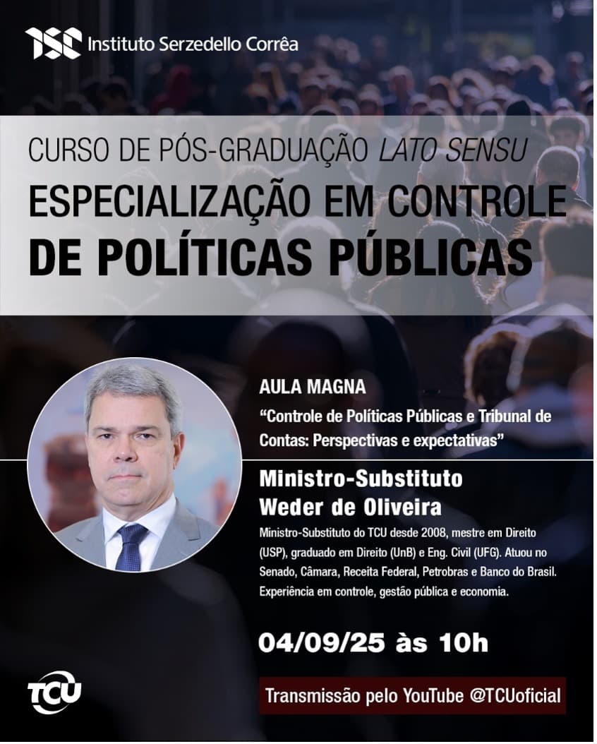 Curso de Pós-Graduação Lato Sensu Especialização em Controle de Políticas Públicas