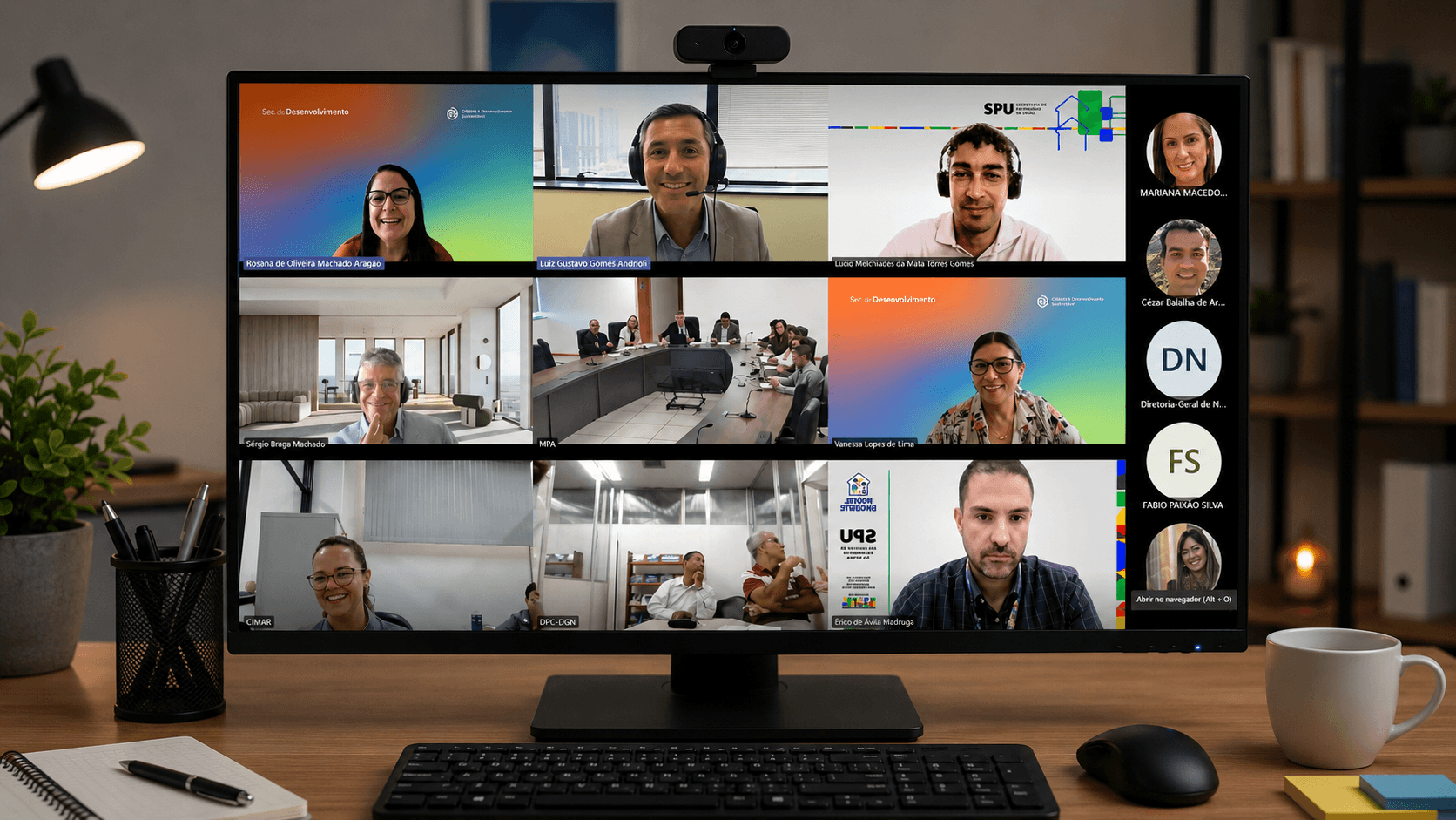Printscreen da tela da reunião online realizada